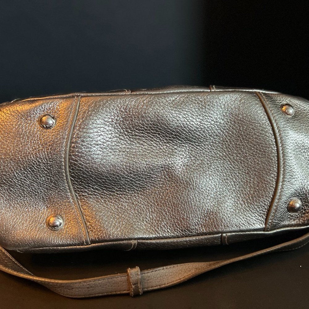 PRADA MILANO large Hobo Handbag, Calf Leather, Sage (silver/green)
